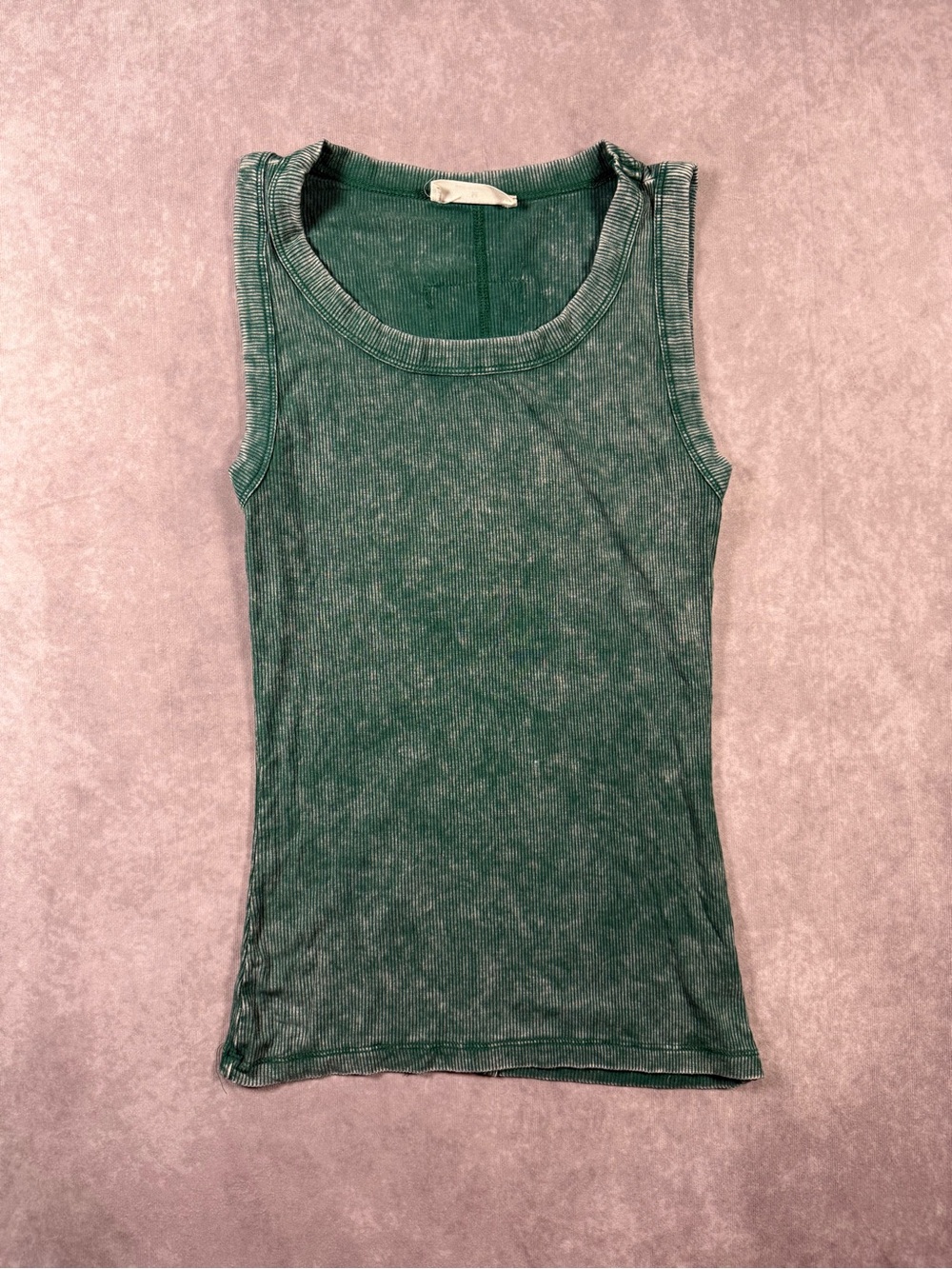 Women’s Zenana Green Acid Washed Size Medium Ribbed fitted Tank Top -